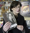 Florence Hartmann presenting her book Peace and Punishment (here in the Bosnian edition), in Sarajevo, in 2007.